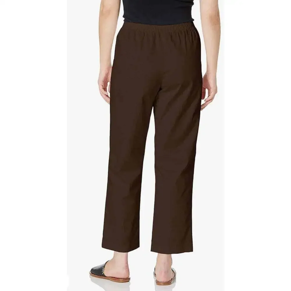 Alfred Dunner Women's 18P Petite Brown Classic Fit Corduroy Pants with Pockets